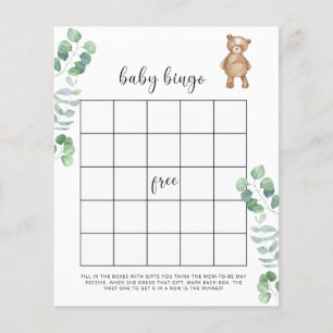 Eukalyptusskog Baby shower bingo spel