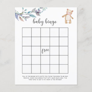 Eukalyptusskog Baby shower bingo spel