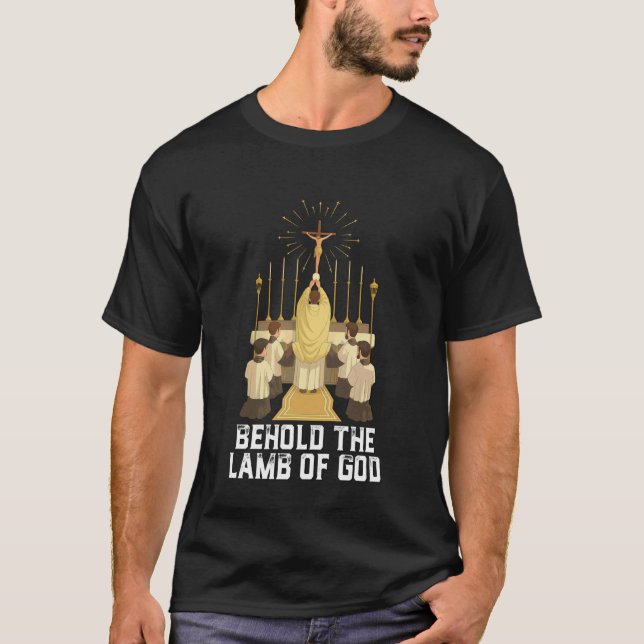 Eukaristisk konsekrering Traditionell latinsk mäss T Shirt (Framsida)
