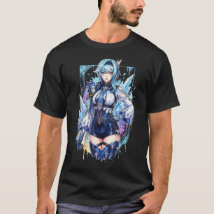 Eula Lawrence Genshin Vaporwave Retro 80-tal Rosa T Shirt
