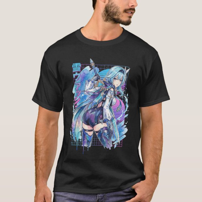 Eula Vaporwave Genshin Impact Synthwave Höllestöv T Shirt (Framsida)