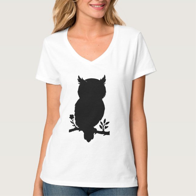 Eule - Scherenschnitt T Shirt (Framsida)