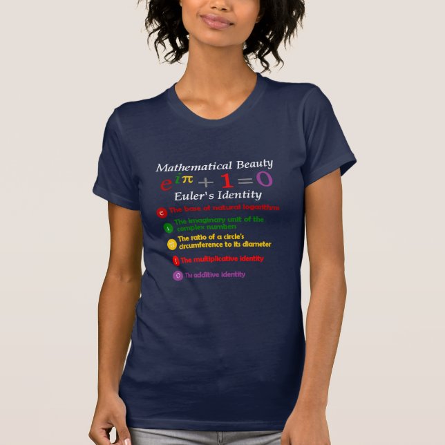 Eulers Identity Bevalt Math T-shirt (Framsida)