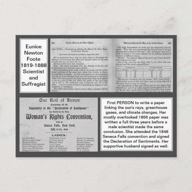 Eunice Newton Foote Climate Change Scientist Vykort (Framsida)