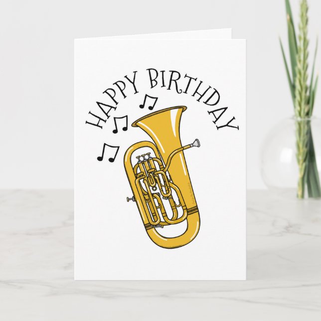 Euphonium Birthday Card Musician Tack Kort (Framsida)