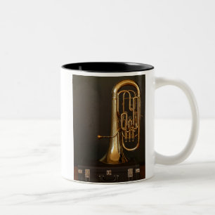 Euphonium brass musikinstrument med notation Två-Tonad mugg