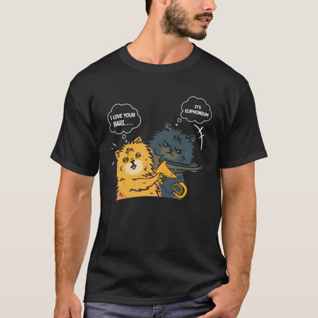 Euphonium Katt Slår Euphoniumist T Shirt (Framsida)