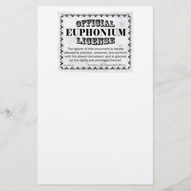 Euphonium-licens Brevpapper (Framsida)