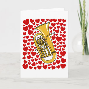 Euphonium Med Hjärtan Alla Hjärtans Dag Jubileumsk Helgkort