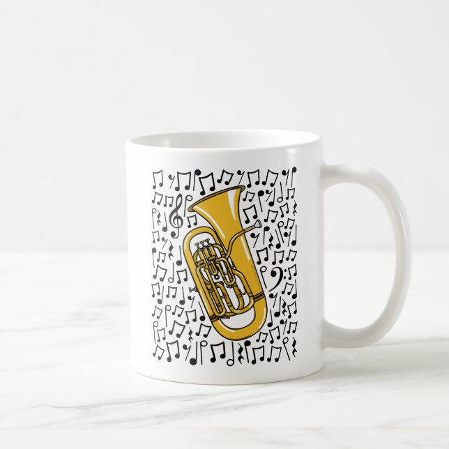 Euphonium med Musik noter, Brass Musician Kaffemugg (Höger)