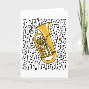 Euphonium Musik noter Brass Musician Helgkort