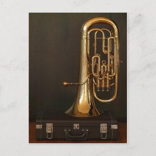 Euphonium musikinstrument med notation vykort