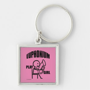 Euphonium Play Girl Fyrkantig Silverfärgad Nyckelring
