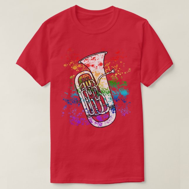 Euphonium Rainbow Färg Euphoniumist Brass Music T Shirt (Design framsida)