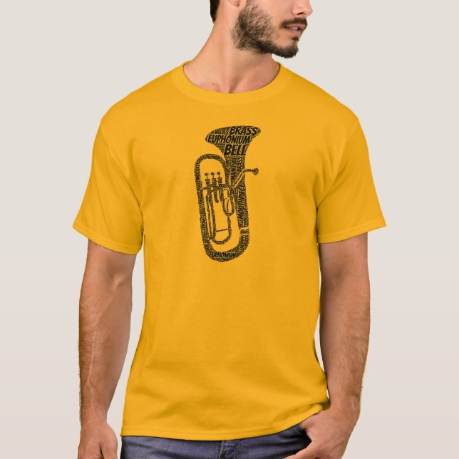 Euphonium Shaped Ord Art Black Text Tee Shirt (Framsida)