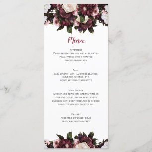 Euphoria Burgundy och Rosa Blommigt Bouquet Bröllo Meny
