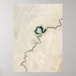 Euphrates River, Irak Travel Illustration Poster