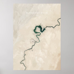 Euphrates River, Irak Travel Illustration Poster