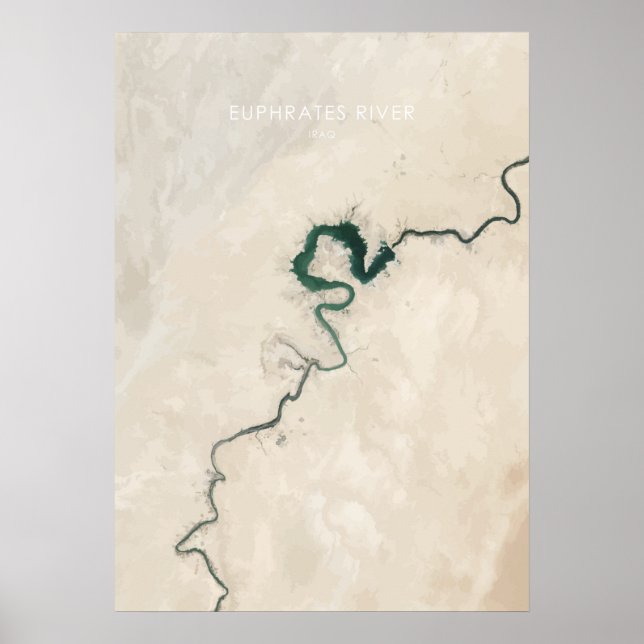 Euphrates River, Irak Travel Illustration Poster (Framsidan)