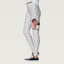 Eurasian Bullfinch Fågel God Jul Text Grå Leggings