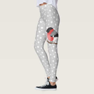 Eurasian Bullfinch Fågel God Jul Text Grå Leggings