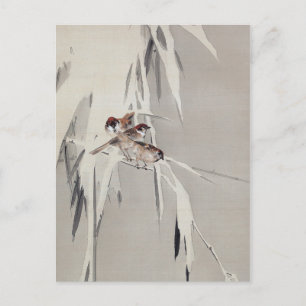 Eurasian Träd Sparrow i Snö, Watanabe Seitei Vykort