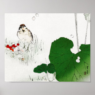 Eurasian Träd Sparrow, Watanabe Seitei Poster