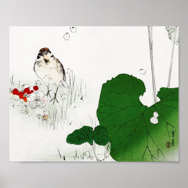 Eurasian Träd Sparrow, Watanabe Seitei Poster (Framsidan)
