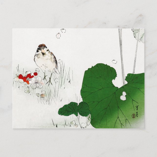 Eurasian Träd Sparrow, Watanabe Seitei Vykort (Framsida)