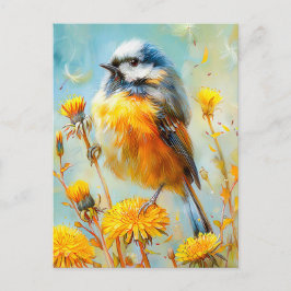 Eurasien Blue Tit i Impressionistiskt liggande Vykort