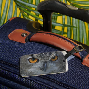 Eurasien Eagle Uggla Orange Ögon Bagagebricka