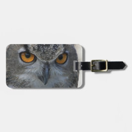 Eurasien Eagle Uggla Orange Ögon Bagagebricka
