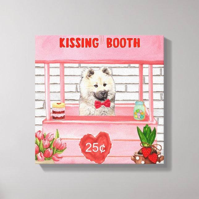 Eurasier Hund Valentindagen Kissing Booth Canvastryck (Framsida)