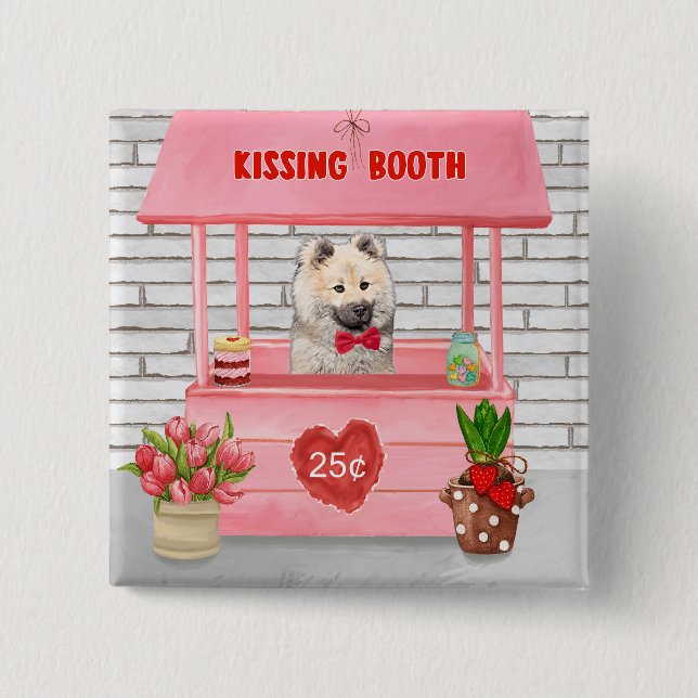 Eurasier Hund Valentindagen Kissing Booth Knapp (Framsida)