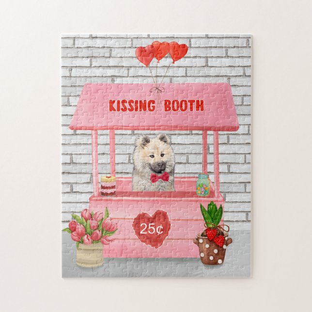 Eurasier Hund Valentindagen Kissing Booth Pussel (Vertikal)