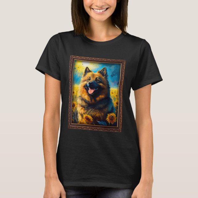 Eurasier Painting Sunflower Flower Mom Women Flora T Shirt (Framsida)