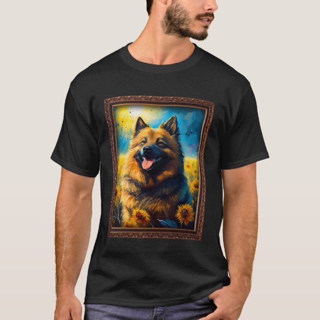 Eurasier Painting Sunflower Flower Mom Women Flora T Shirt (Framsida)