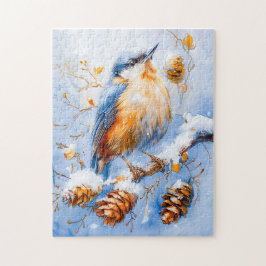 Eurasisk nuthatch i Stil-målning av författare Pussel