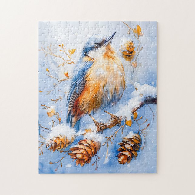 Eurasisk nuthatch i Stil-målning av författare Pussel (Vertikal)