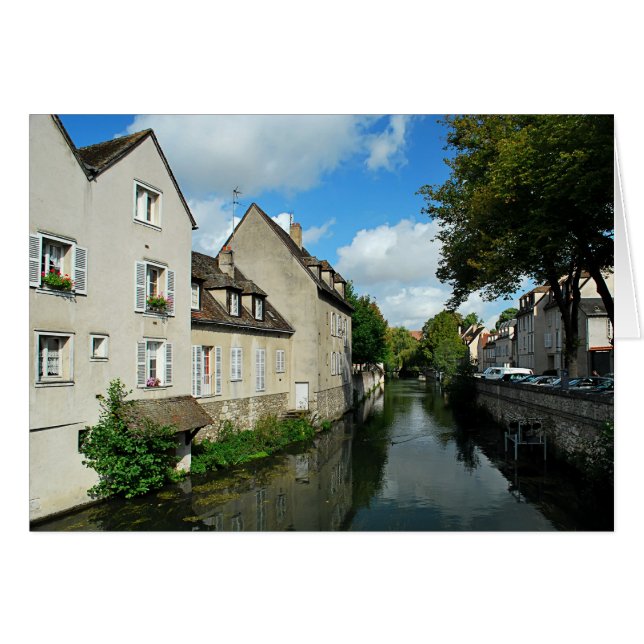 Eure River Canal i Chartres Hälsningskort (Framsidan Horizontal)