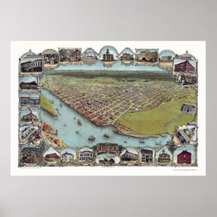 Eureka, CA Panoramic Karta - 1902 Poster