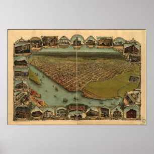 Eureka California 1902 Panoramic Karta Poster