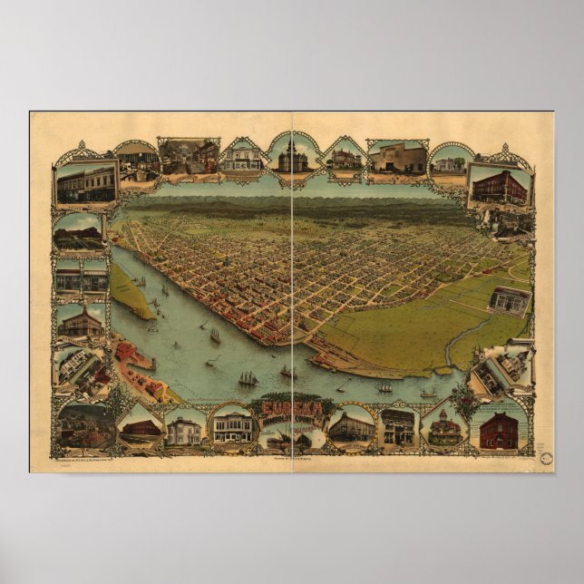 Eureka California 1902 Panoramic Karta Poster (Framsidan)