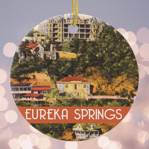 Eureka Springs Arkansas vintageillustration Julgransprydnad Keramik