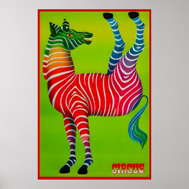 Euro Circ 1970s Vintage Zebra attraction Poster (Framsidan)