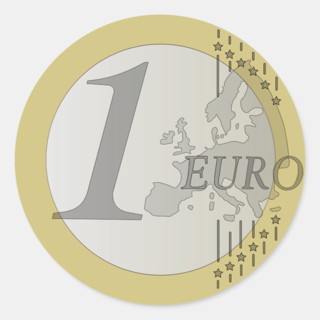 Euro Coin Runt Klistermärke (Framsida)
