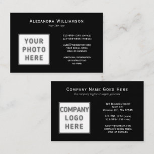 Euro DIY Photo Logotyp Dubbla Sided Vågrät Black Visitkort