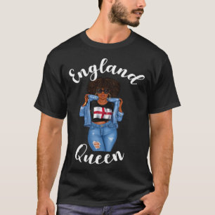 Euro Football England Queen Black Girl Women Suppo T Shirt