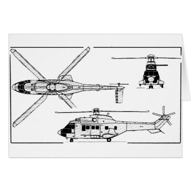 Eurocopter-Super-Puma-SA-33 Hälsningskort (Framsidan Horizontal)
