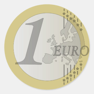 Euroen myntar runt klistermärke
